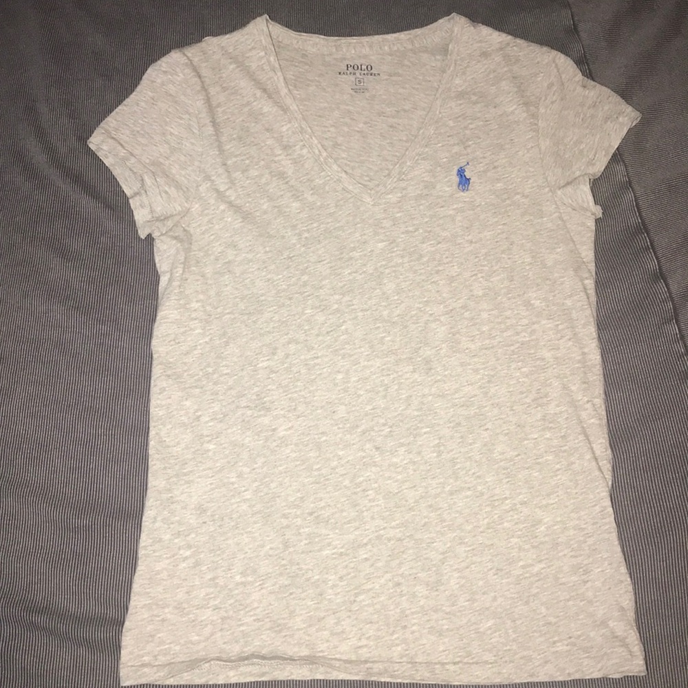 Heather light grey polo v neck